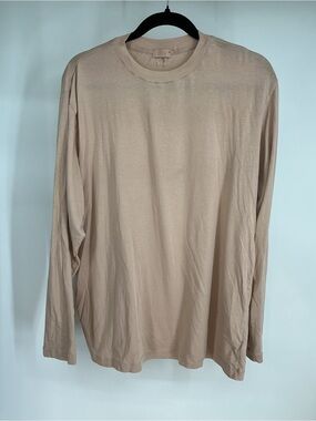 Skims Long-Sleeve Crewneck Shirt in Beige Size XL